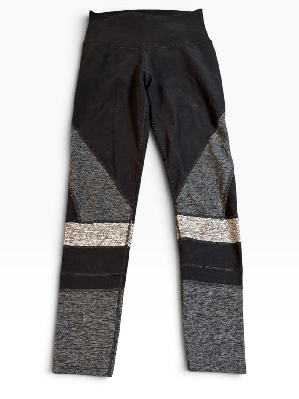 Alo Yoga Alosoft Sheila High Rise Colorblock Leggings Black Gray XS EUC